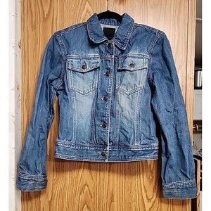 The Limited Womens Trucker Jean Jacket Medium Wash Front Pockets Sz M
